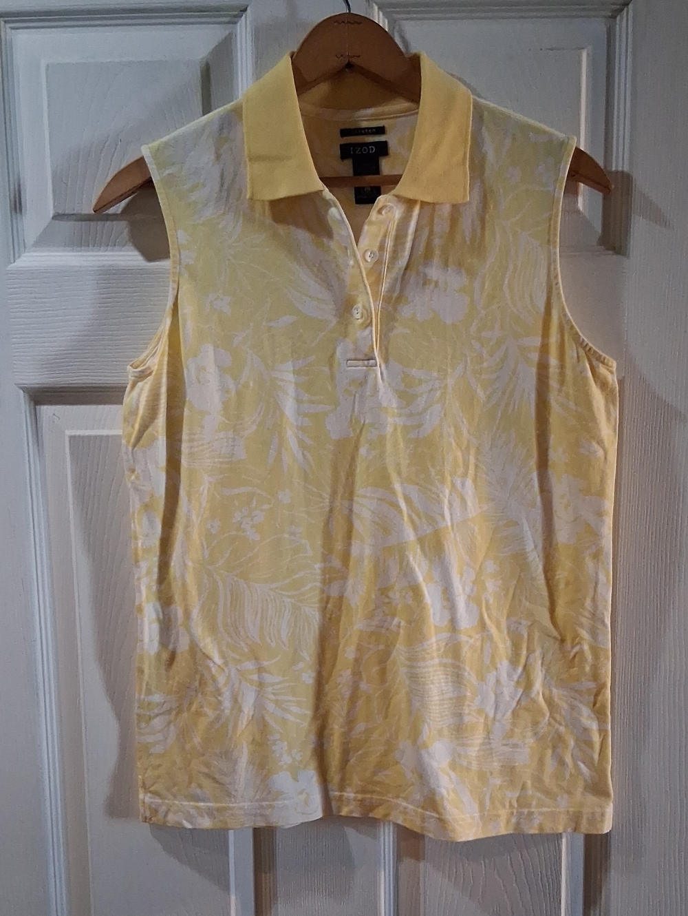 IZOD Sleeveless Polo Top - Yellow Floral